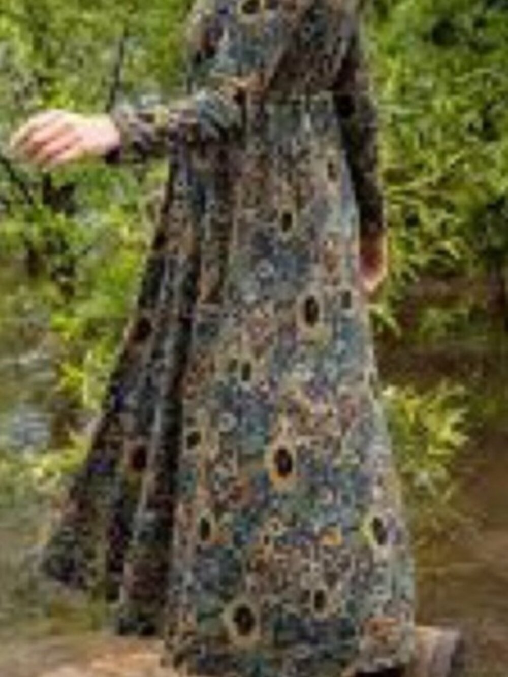 S 🌻👗 Natura Life Christa Cotton floral button down BOHO Cottagecore Maxi Dress - Picture 6 of 8